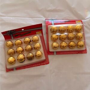 Vintage Gold Mercury Glass Christmas Ornaments Set Lot of 2 -24 pieces total
